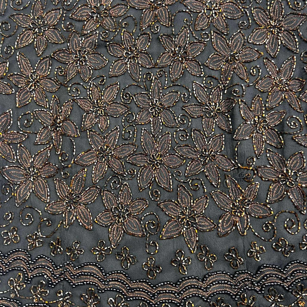 Papell Boutique NEW Womens Sz S brown Silk Beaded Evening Blouse Dressy A040423 - Picture 6 of 7